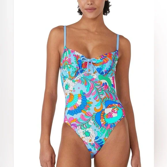 Kate Spade New York Sea Garden Floral Print One Piece Swimsuit Large - Picture 2 of 15
